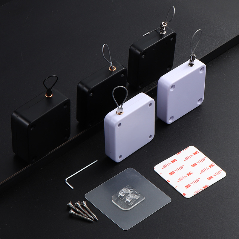 Commercial non-drilling door wire rope door closer, household door silent buffer sliding door closer full figure