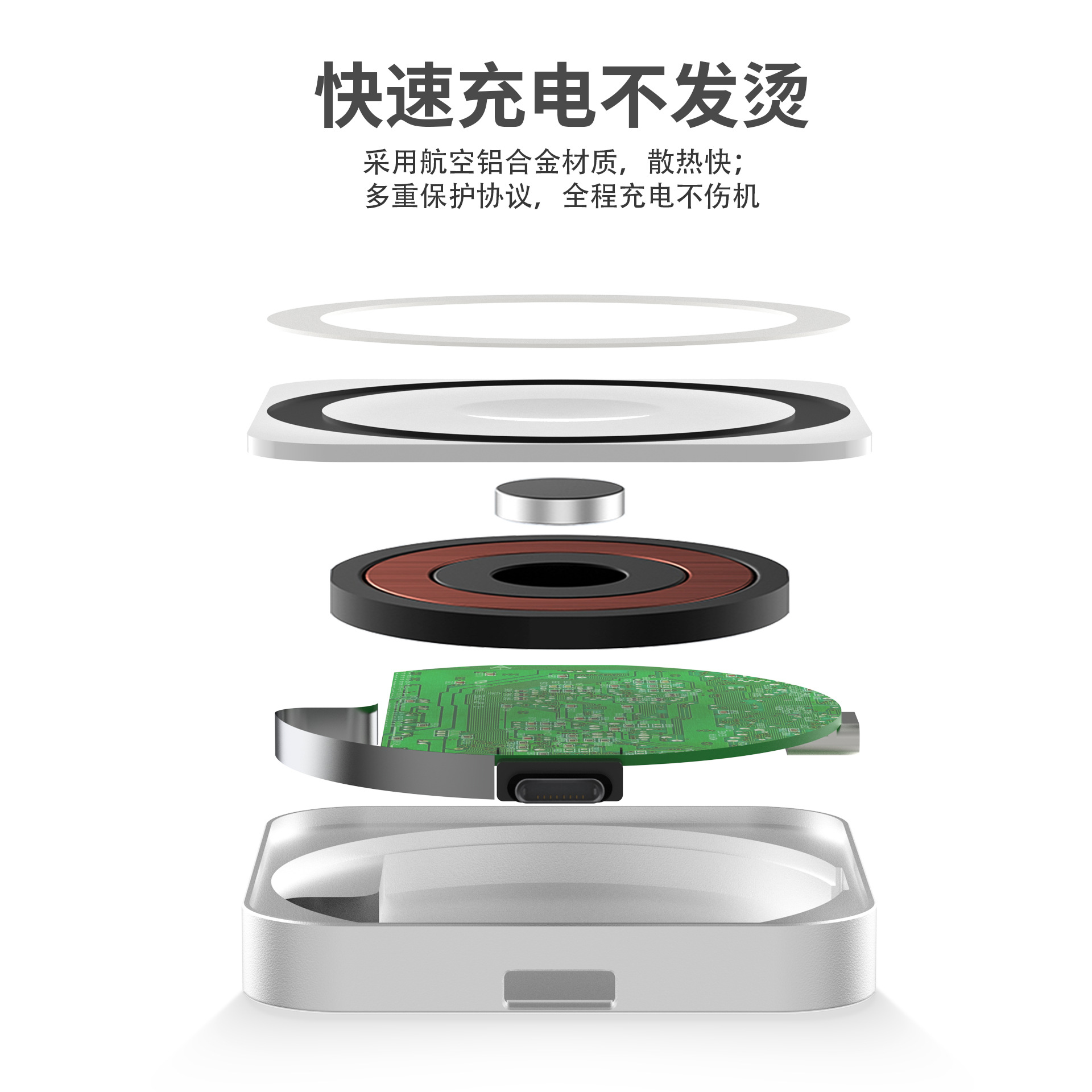 Suitable for mobile phones, Apple watches, wireless headphones, portable multi-functional 15W magnetic three-in-one wireless charger details Picture