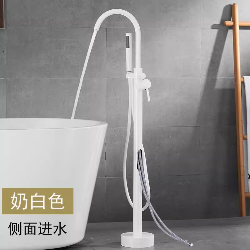 Cream-style all-copper floor-standing bathtub, faucet, standing faucet, column basin, cold and hot water can be used without drilling for shower Application Scenario