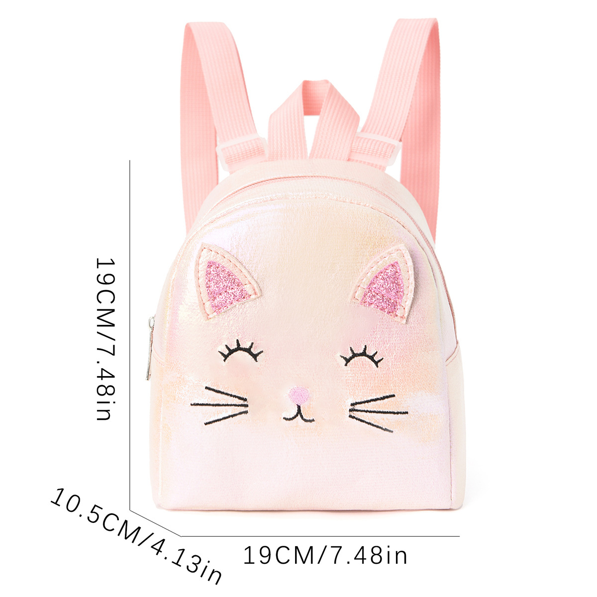Mini and cute cat-embroidered backpack for children and girls, a classic backpack suitable for daily life of little girls, kindergartens and primary school students details Picture