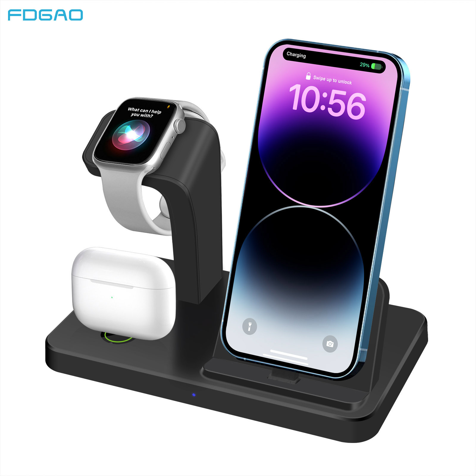 FDGAO/ New vertical three-in-one charger for watch wireless direct charging is suitable for Apple 14/13 phones details Picture