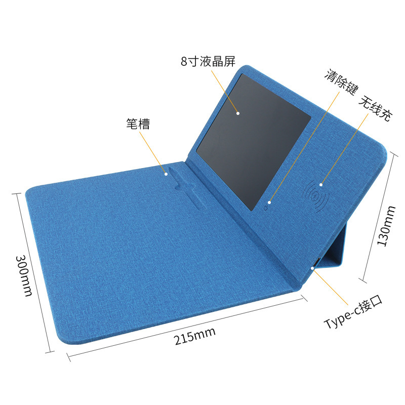 Mouse pad, meeting minutes, gift wholesale, folding stand, multi-functional leather writing board, mobile phone wireless charger Item Picture