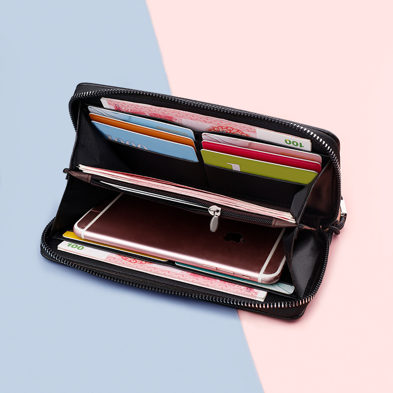 Men's clutch bag, trendy business zipper handbag, large capacity, casual, hands-free, hand-grabbed bag, summer mobile phone bag Specification drawing