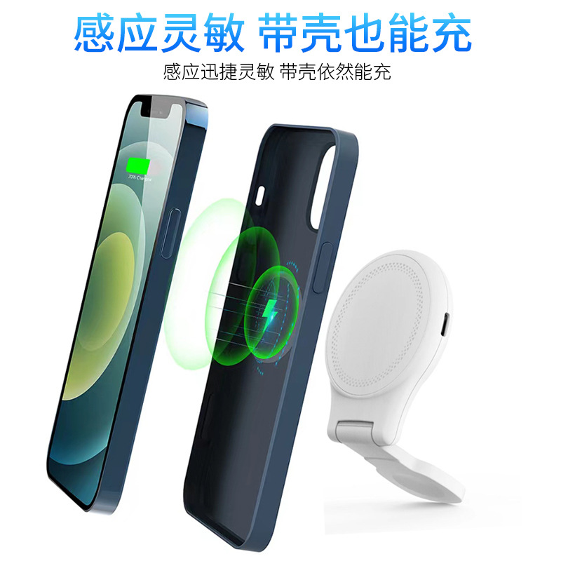 Foldable wireless magnetic three-in-one charger for applewatch and iPhone 14 fast charging phone stand Application Scenario