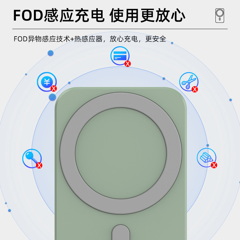 The new magnetic car-mounted wireless charger is highly magnetic and suitable for magsafe Apple phones with 15W fast charging. It is a cross-border gift Application Scenario