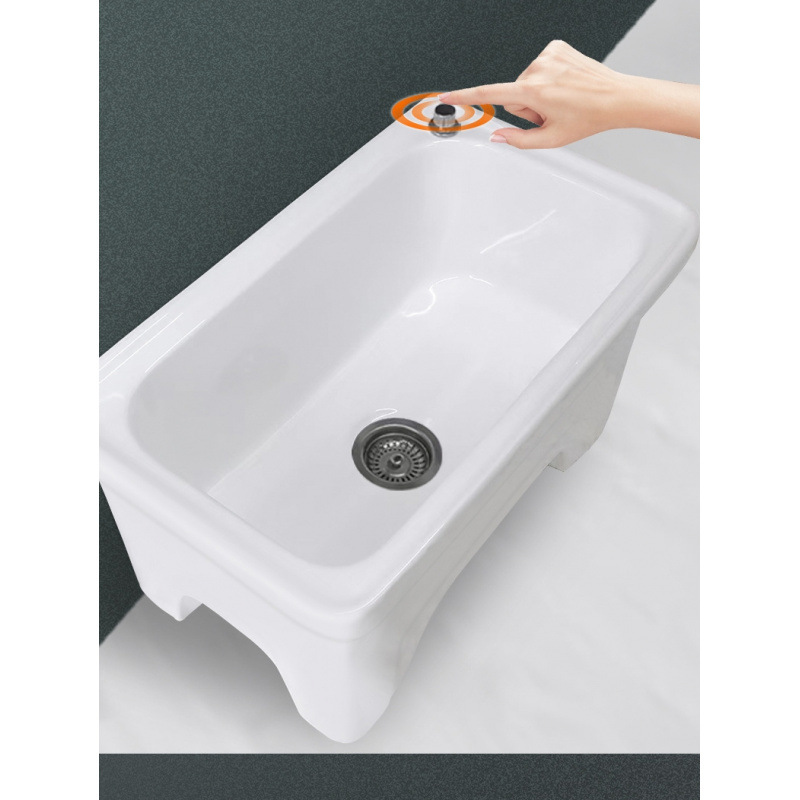 Ceramic mop pool number: Household bathroom, balcony, floor washing basin, mop pool, rectangular high-legged mop trough details Picture