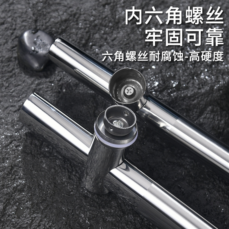 Stainless steel door handle, household door handle manufacturer direct supply, glass door handle, flat tube adjustable hole distance, simple and elegant details Picture
