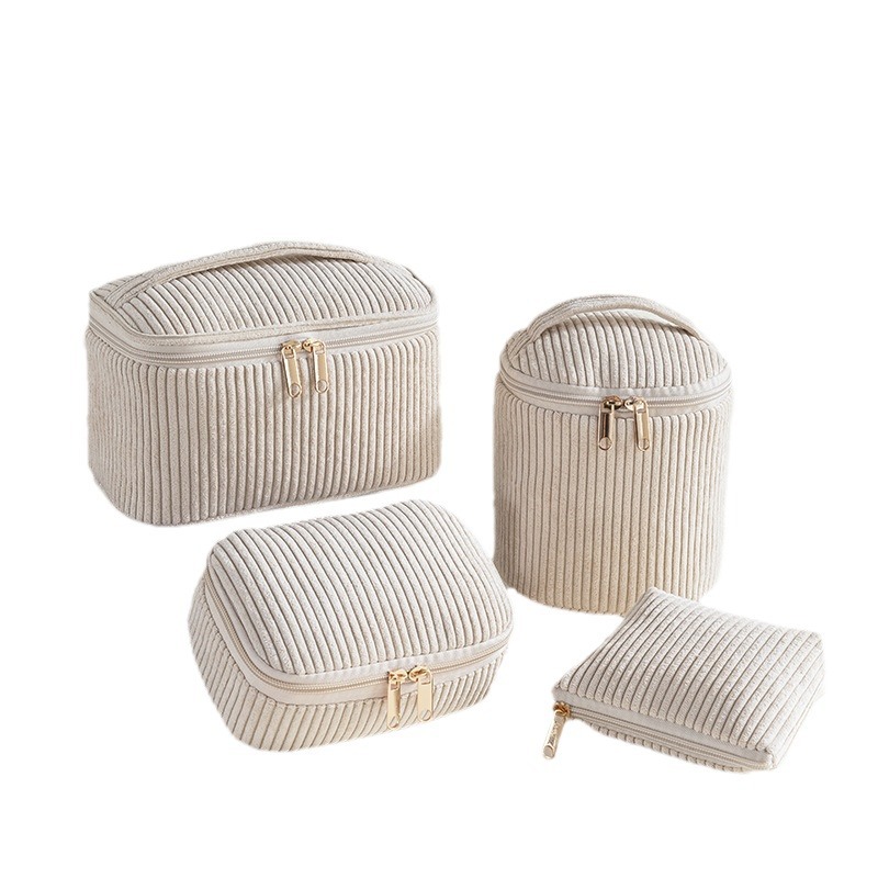 New velvet makeup bag travel portable mouth red envelope girl-style hand-held storage bag large capacity classified four-piece set Item Picture