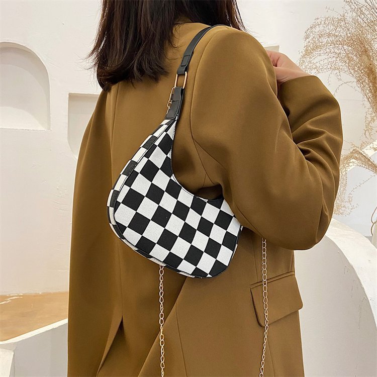 Autumn and winter checkered small bag 2021 new style, women's Instagram mini texture underarm bag, stylish crossbody bag for carrying details Picture