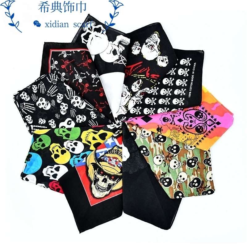 全棉骷髅头巾，包头巾，bandana&stock