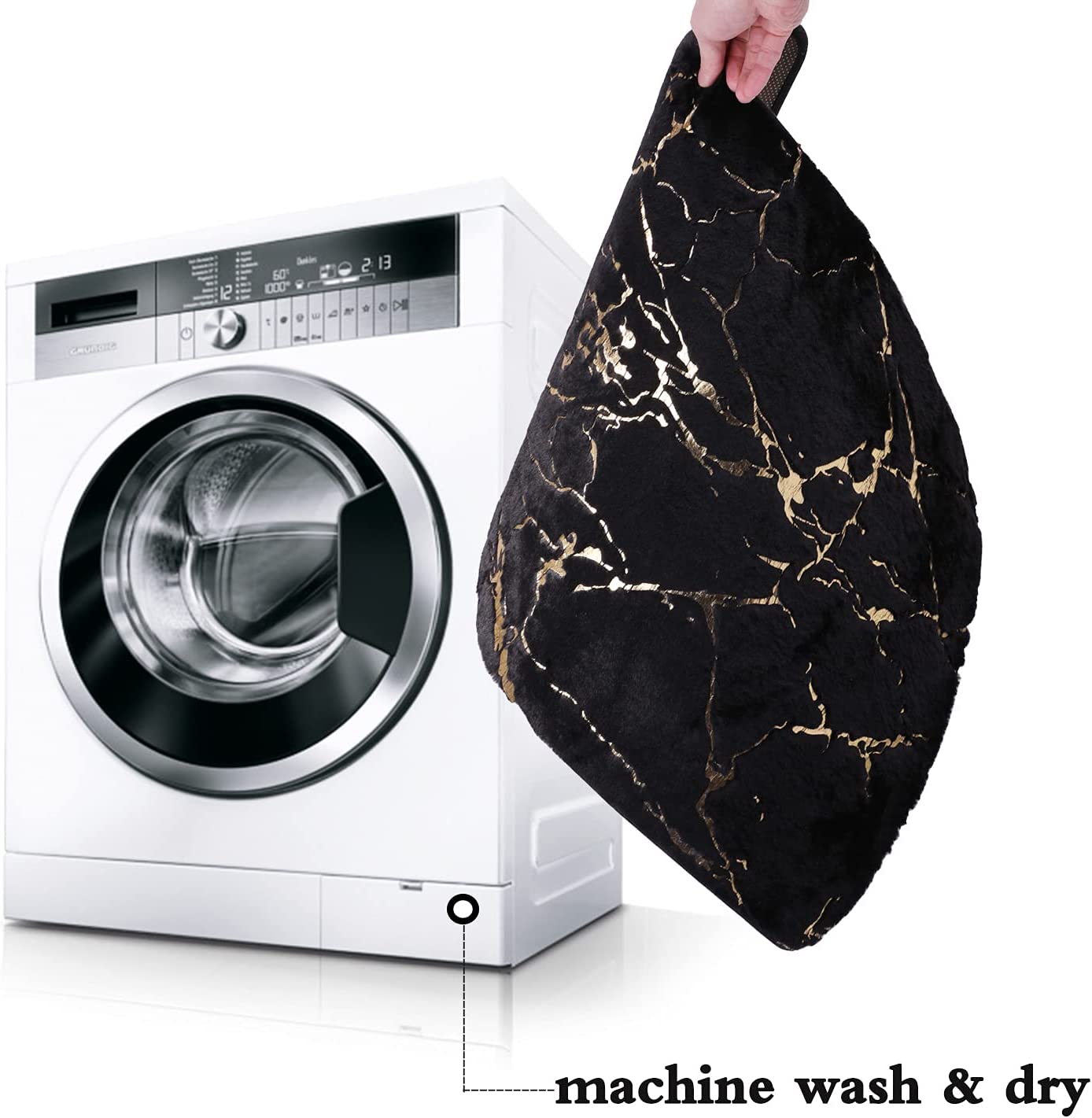 亲肤舒适兔毛绒浴室地垫 大理石纹烫金地垫 小兔毛烫金浴室垫 吸水防滑脚垫 TPR底浴室防滑垫详情9