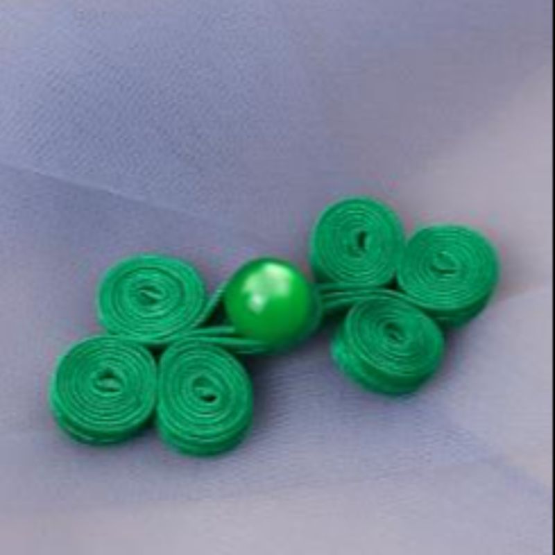 国潮 旗袍扣子中国风三轮玉珠唐装手工复古纽扣绿色