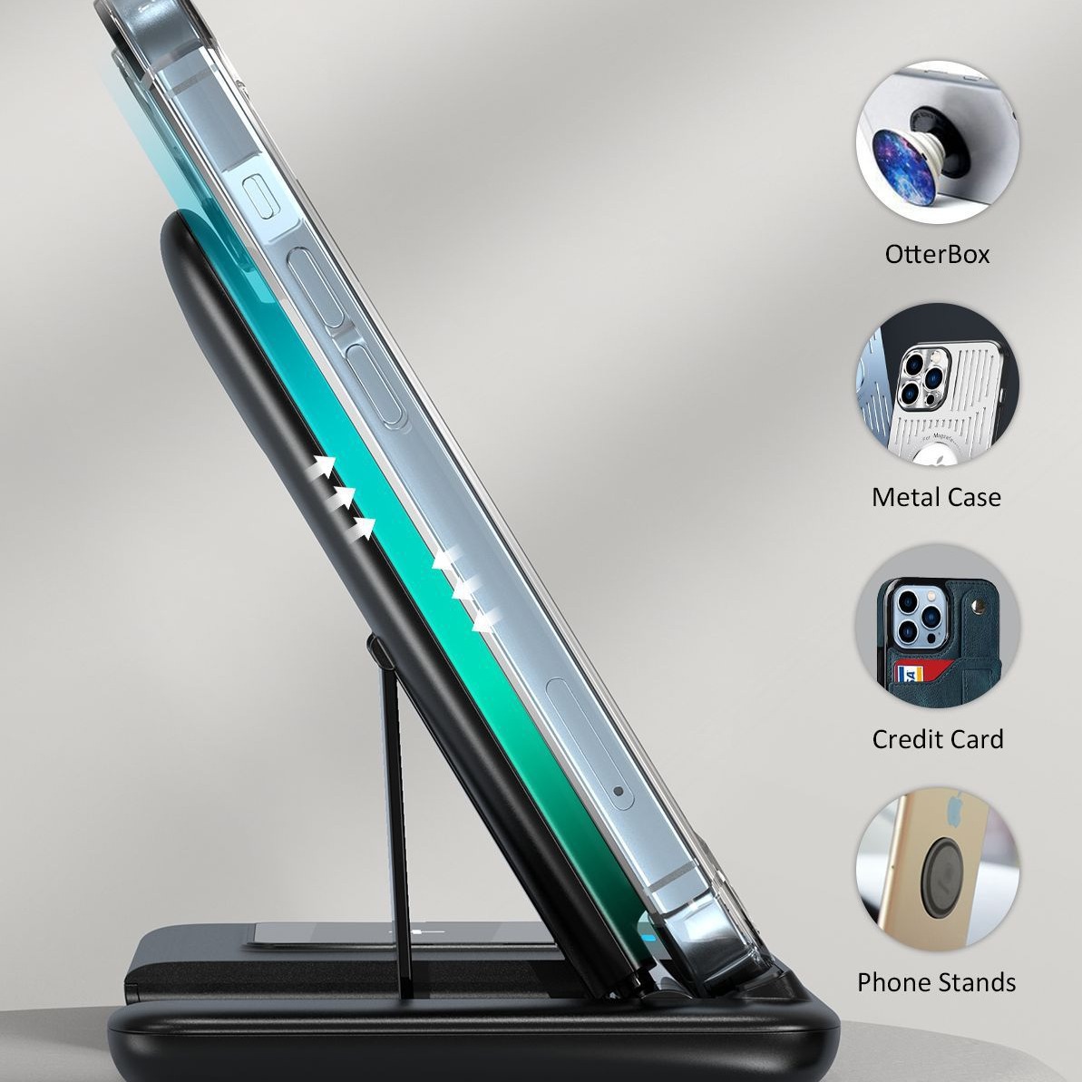 Factory direct supply cross-border bestseller, suitable for Apple 15 3-in-1 wireless charging, foldable dual-coil 15W fast charging details Picture