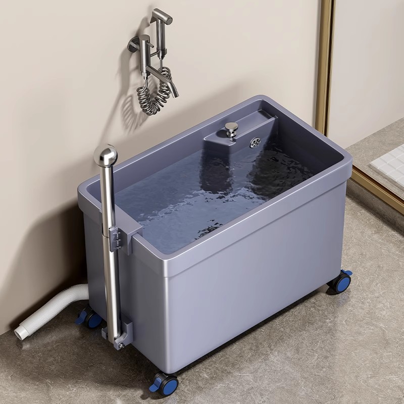 Mop sink with handrails, floor-standing movable mop sink, household balcony mop sink, toilet floor-standing sink full figure