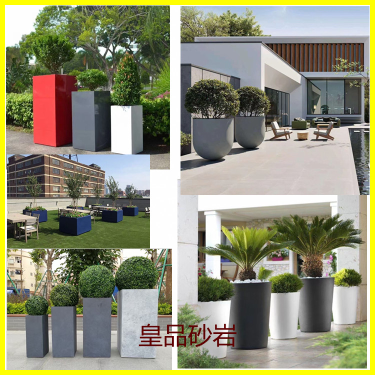 j8 Factory direct sale sandstone decorative community fiberglass flower pot sculpture Park garden landscape art flower bowl g3 Specification drawing