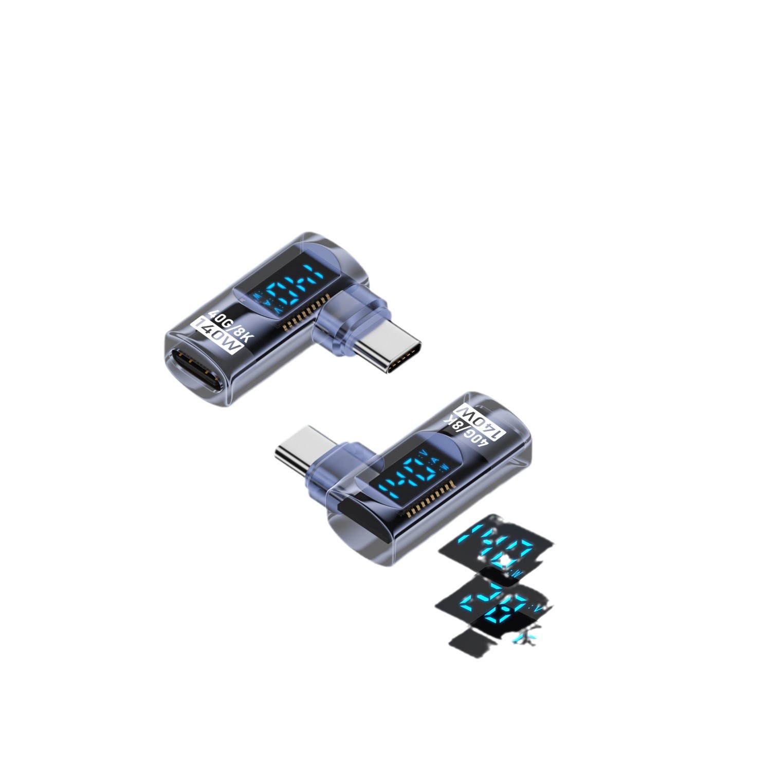 This charging adapter is suitable for iPhone16promax mobile phones, tablets and laptops, featuring digital display and full side-bending function Item Picture