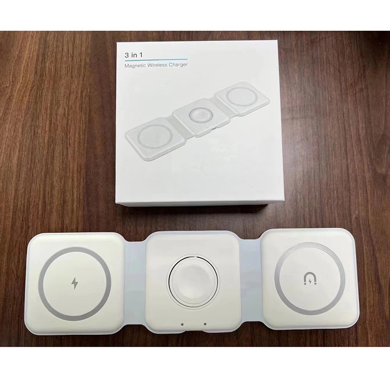 A best-selling three-in-one folding magnetic wireless charger for desktop wireless charging, suitable for Apple, Huawei, mobile phones and watches details Picture