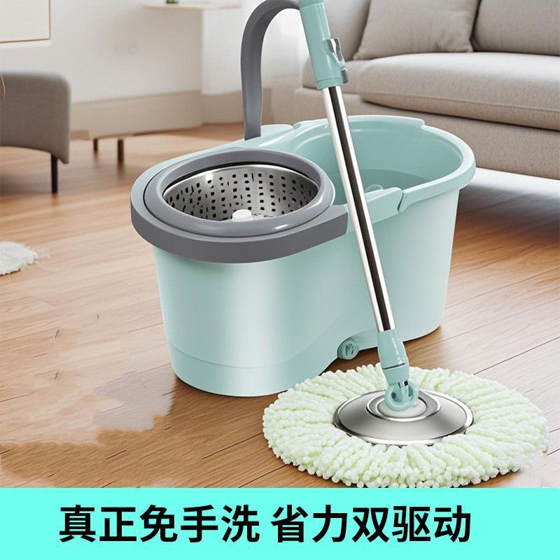 Rotating mop for floor cleaning, household dehydrating mop bucket for spin-drying, one-piece mop with self-wring water, no need for hand washing, mop clean details Picture