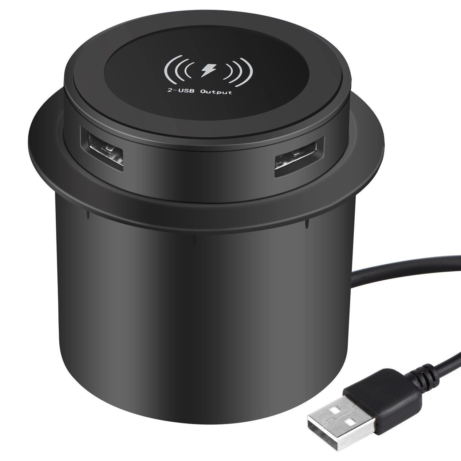 Wireless charger three-in-one, hotel bedside table, office desk furniture, embedded mobile phone charger manufacturer wholesale full figure