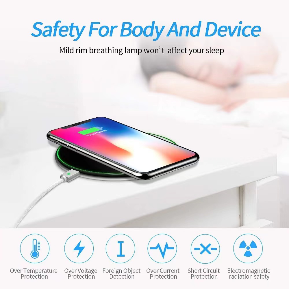 Cross-border wireless charger desktop disc matte metal wireless fast charging mobile phone 15W gift wireless charger wholesale Specification drawing