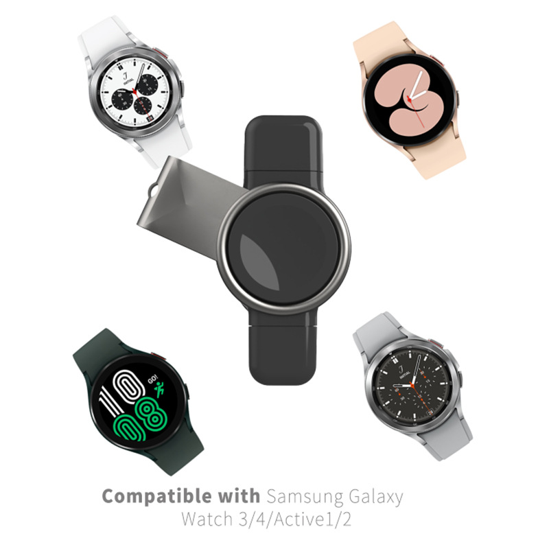 The new cross-border dual-interface USB TYPE-C magnetic watch charger dock is suitable for GalaxyWatch watches full figure
