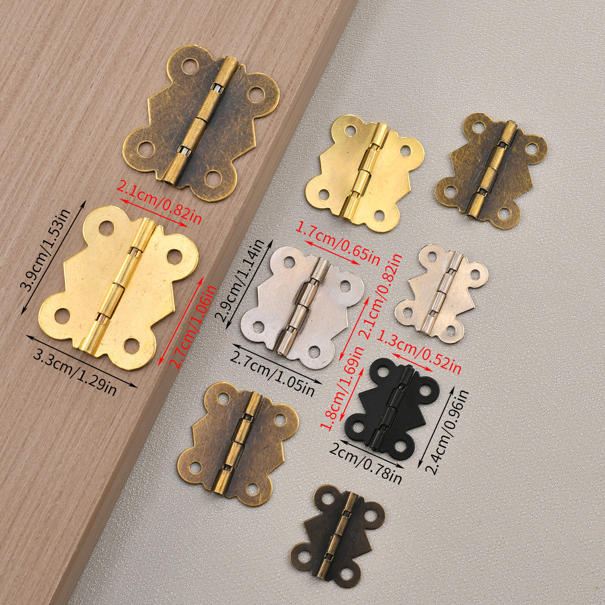 Antique-style butterfly small hinge cabinet hardware accessories, lace hinges, hinge wooden box, 90-degree and 180-degree hinges full figure