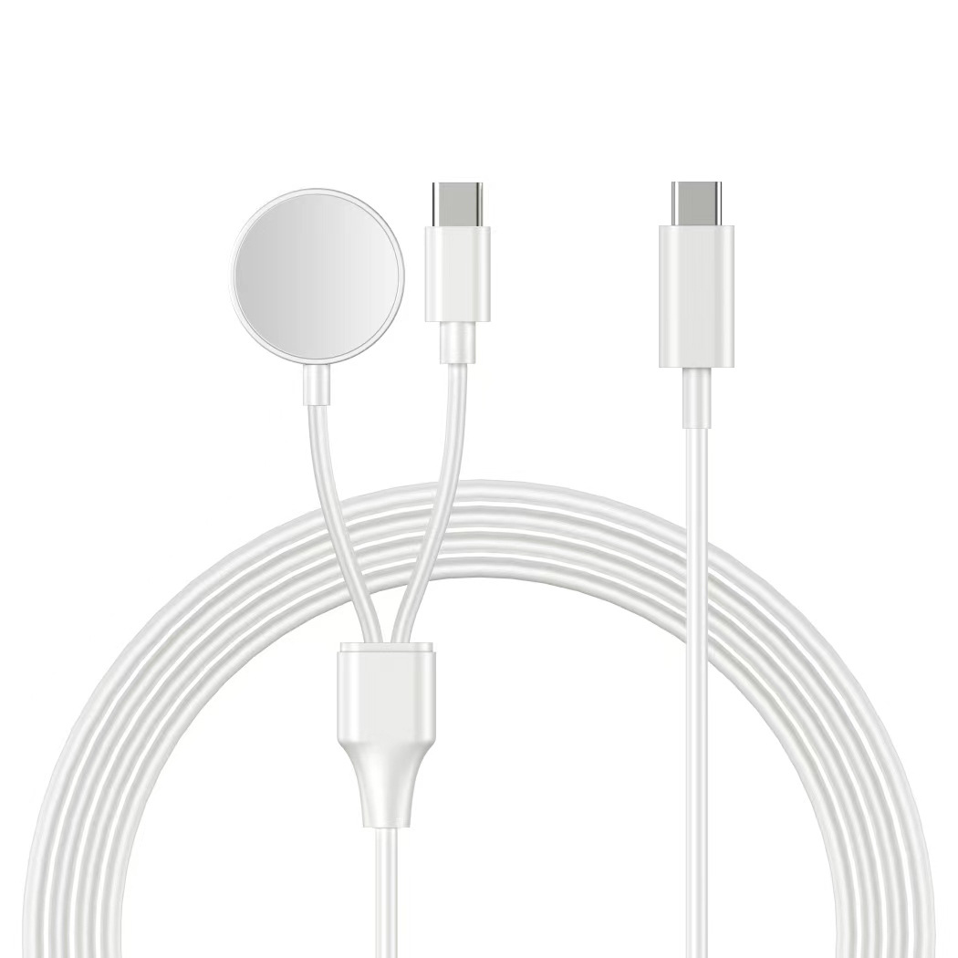The new product is suitable for wireless charging of Samsung 2-in-1 watches, mobile phone charging cables and data cables, with multiple interfaces available Specification drawing