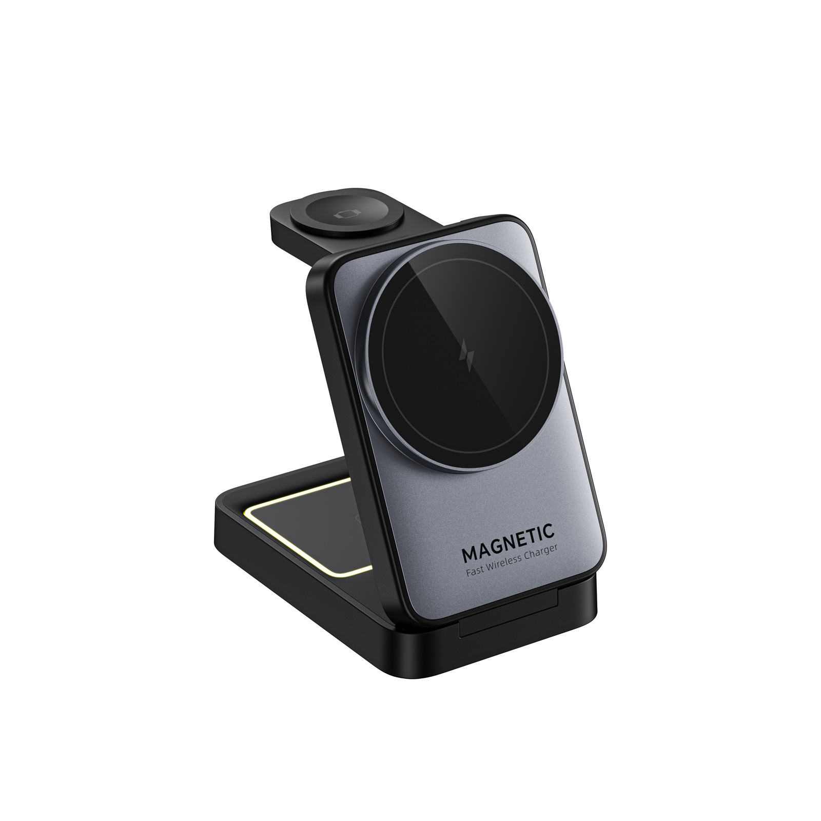 Cross-border new product: Folding magnetic three-in-one wireless charger, 15W fast charging, multi-functional phone stand wireless charging full figure