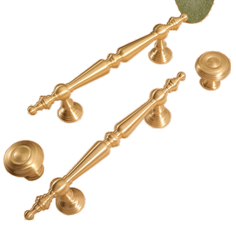 Brass handle cabinet doors, French cabinet doors, wardrobe cabinets, golden door handles, American cream drawer handles, supply chain Item Picture