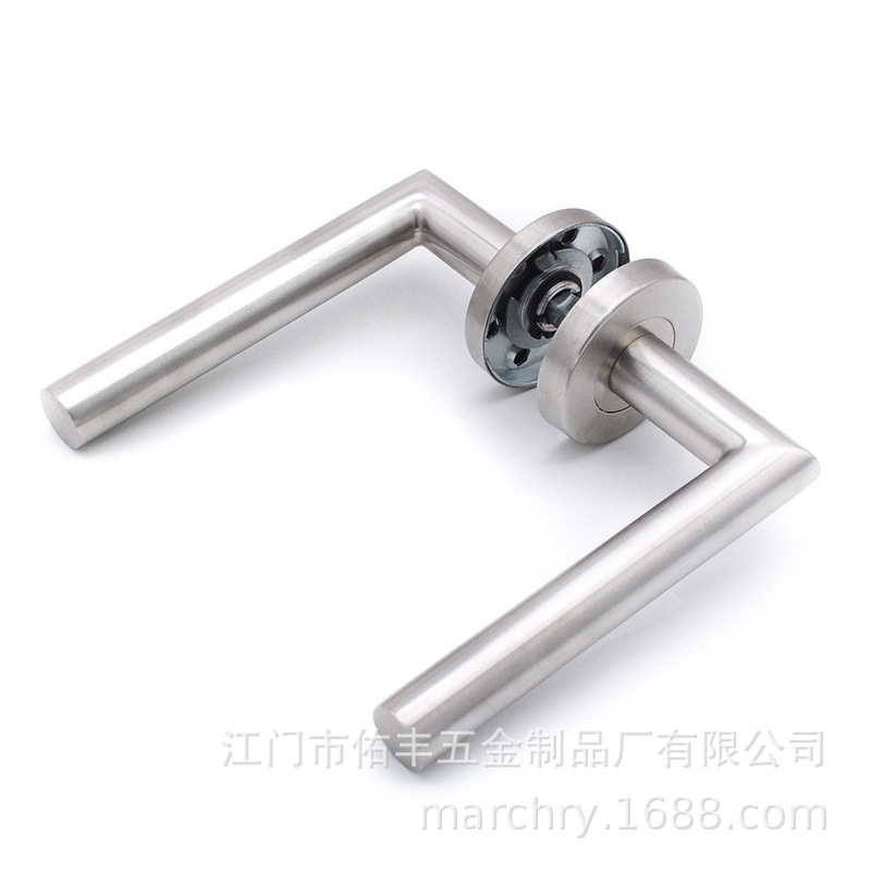 304 stainless steel round tube right-angle hollow L-shaped fireproof door handle, split wooden door handle, Jiangmen manufacturer in stock details Picture