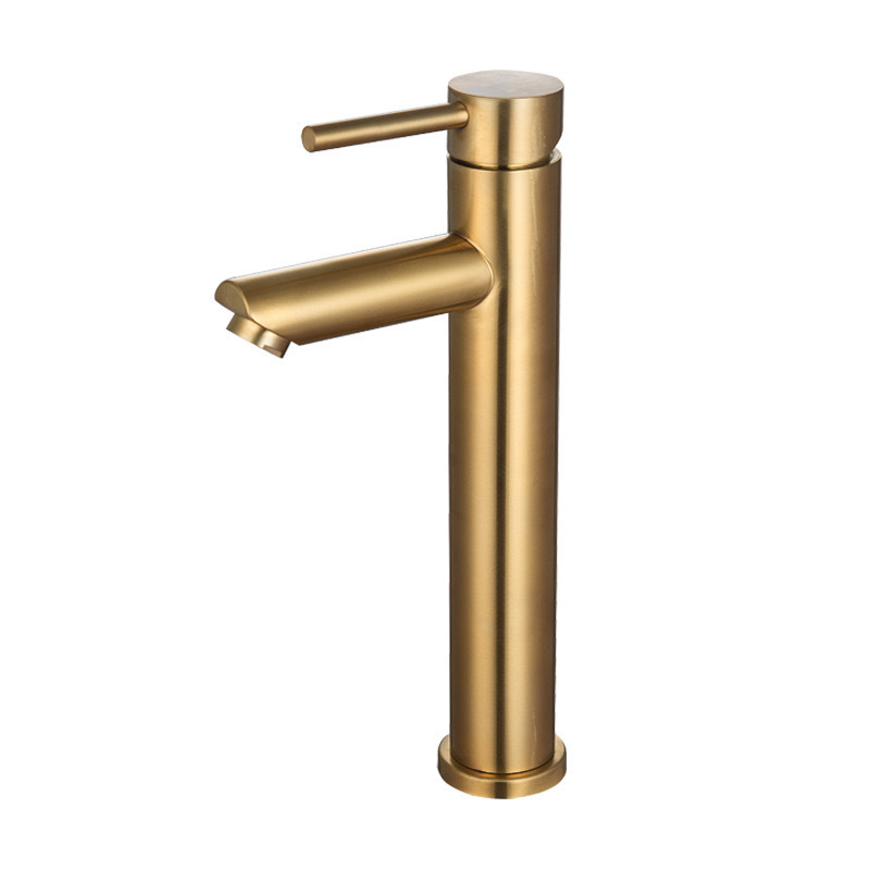 Stainless steel washbasin faucet, brushed gold, simple and luxurious bathroom washbasin, cold and hot water faucet Item Picture