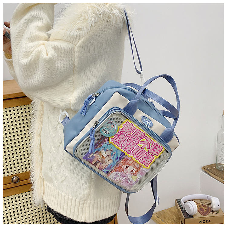 Cross-border student class tutorial bag, single-shoulder crossbody bag, pain bag, large-capacity handbag for women, Japanese-style transparent backpack details Picture