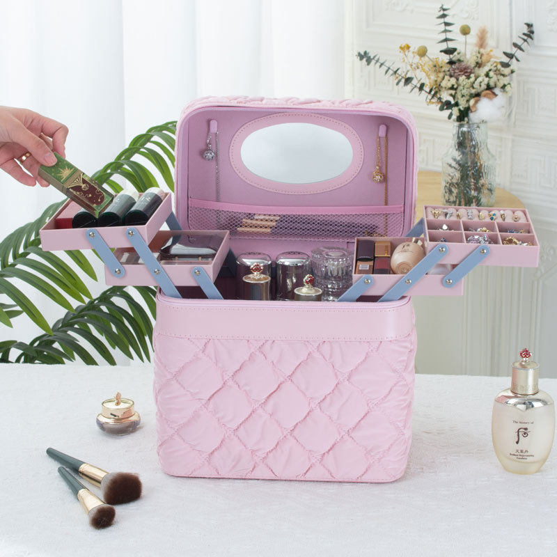 Large-capacity makeup bag, portable makeup box, cosmetics desktop storage box, high-end souvenir bag, multi-functional details Picture