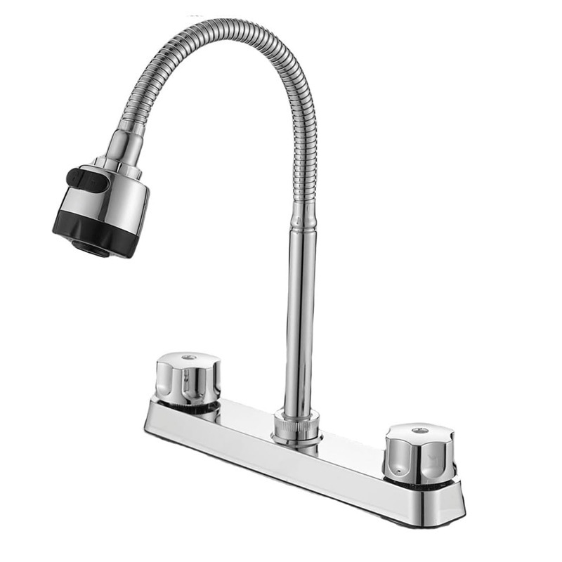 Cross-border South American 8-inch double-handle cold and hot plastic double-interface RV kitchen sink 360-degree rotating faucet export Item Picture