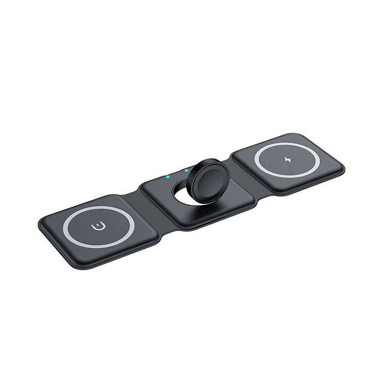 A best-selling three-in-one folding magnetic wireless charger for desktop wireless charging, suitable for Apple, Huawei, mobile phones and watches Item Picture