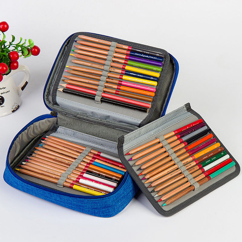 72-hole sketch brush, colored pencil storage bag, student art pen, hand-held pen bag, multi-hole stationery storage box details Picture