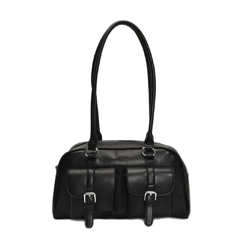 2025 New high-end quality large-capacity bowling bag for women, solid color multi-pocket simple underarm single-shoulder bag Item Picture