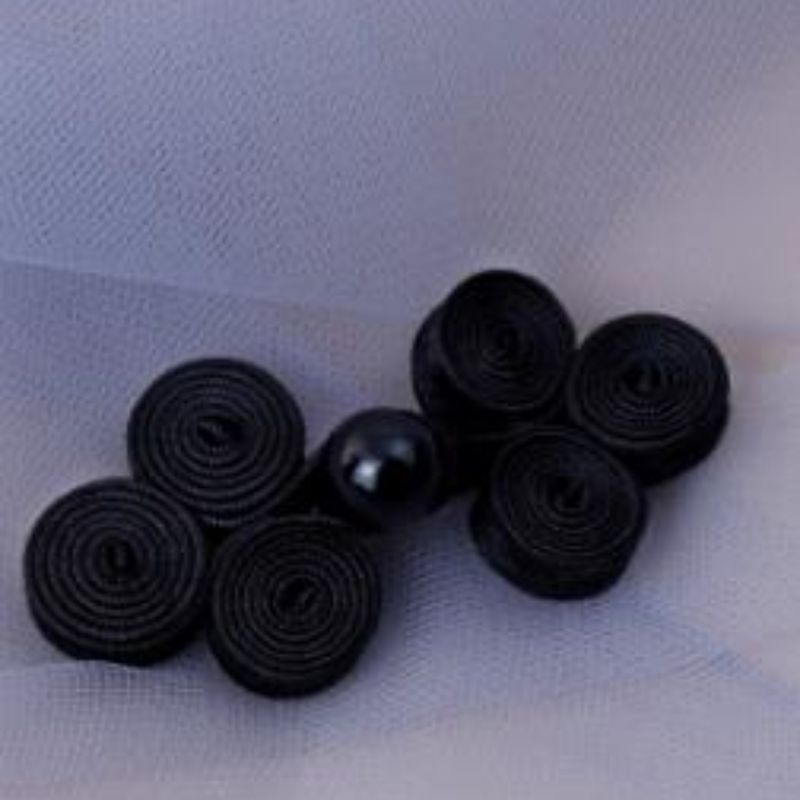 国潮 旗袍扣子中国风三轮玉珠唐装手工复古纽扣黑色