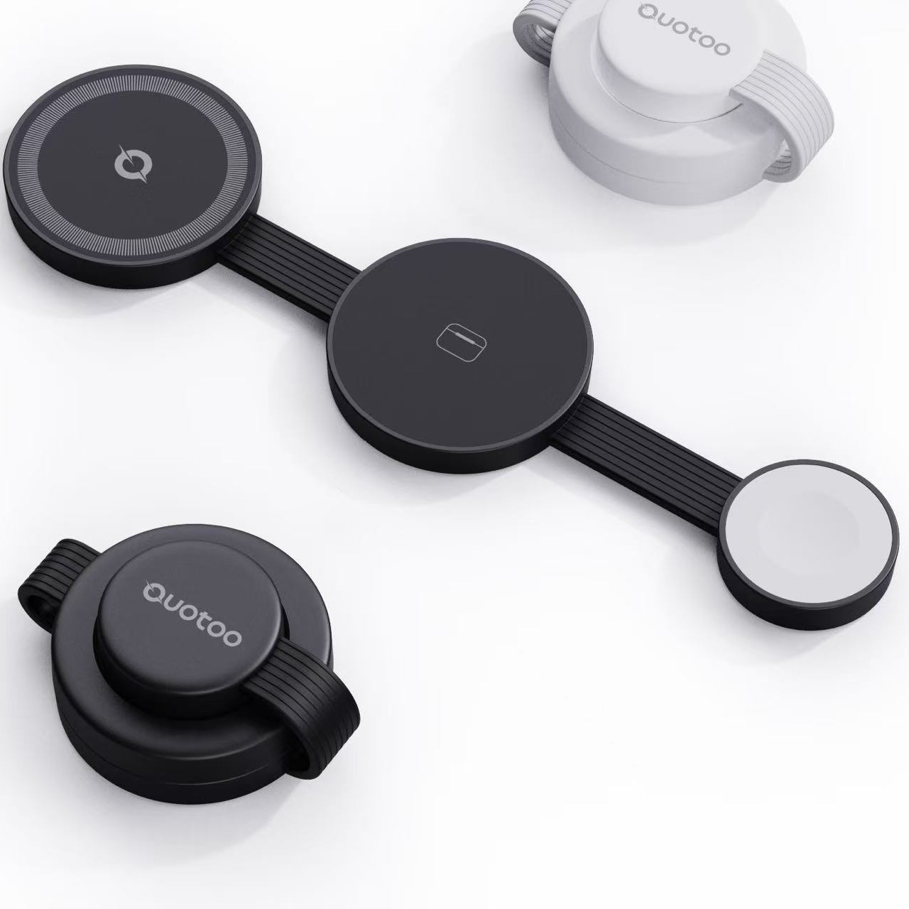 The new desktop foldable three-in-one magnetic wireless charger is foldable and suitable for wireless charging of iphones full figure