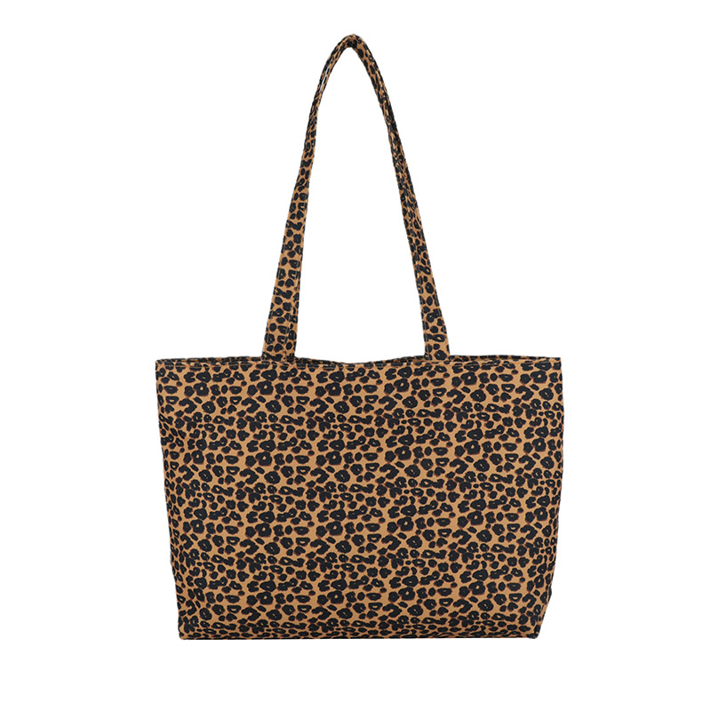 Leopard print canvas casual large-capacity 2024 new trendy autumn and winter stylish commuter hand-held shoulder tote bag for women Item Picture