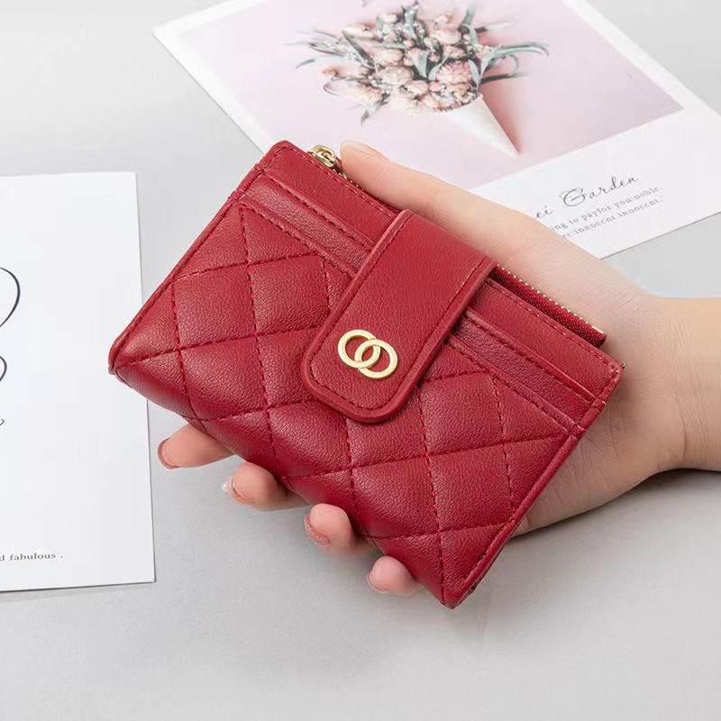 New Korean version buckle vertical design, a niche and trendy ladies' multi-slot coin purse with zipper card case batch details Picture