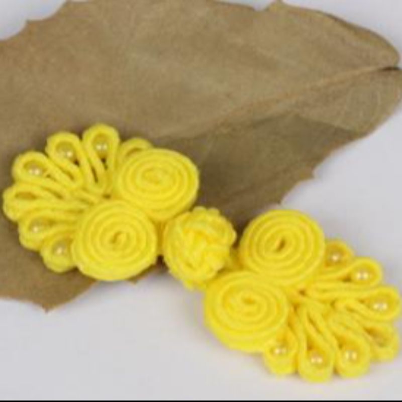 国潮 盘扣旗袍纽扣中式喜帖手工复古装饰黄色