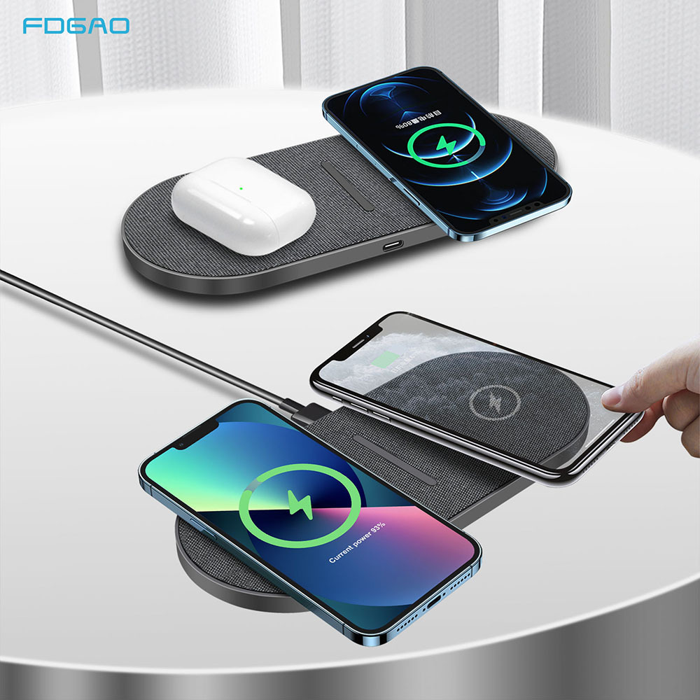 FDGAO/ 2-in-1 wireless charger with dual 20W fast charging, compatible with iPhone 12 and Apple headphones Application Scenario