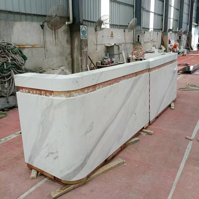 Customized marble for the front desk, bar counter, background wall, washbasin, fence and staircase from the original manufacturer Specification drawing