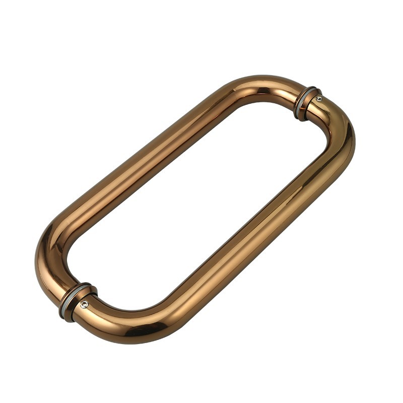 Glass door handle, O-shaped double stainless steel shower room sliding door, wooden door handle, tempered bathroom door handle Specification drawing