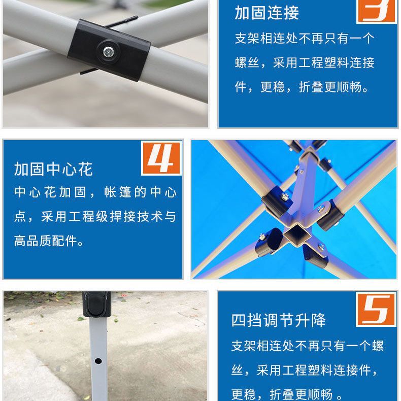 Folding tent stand, stall tent stand, square outdoor advertising tent, epidemic prevention retractable four-corner tent, Zhao Zhizhou Item Picture