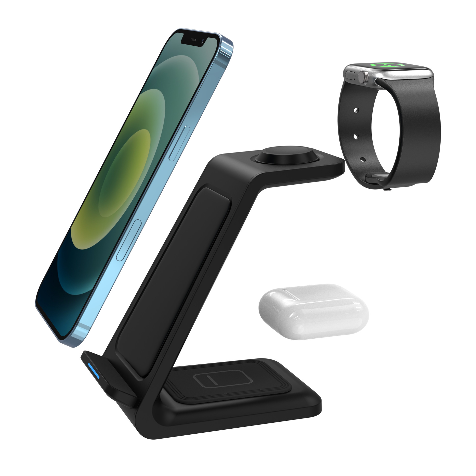Cross-border three-in-one wireless charger, multi-functional wireless charger, Amazon's best-selling multi-in-one wireless charger Application Scenario