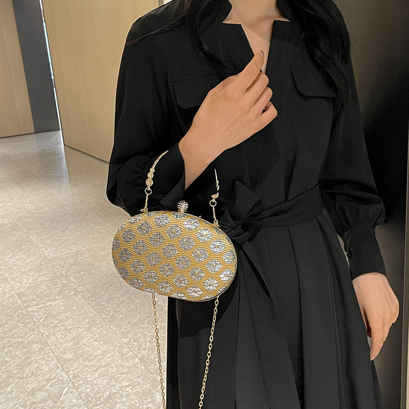 Cross-border trendy sequined glitter evening bag, fashionable banquet women's clutch bag, personalized single-shoulder crossbody bag Specification drawing