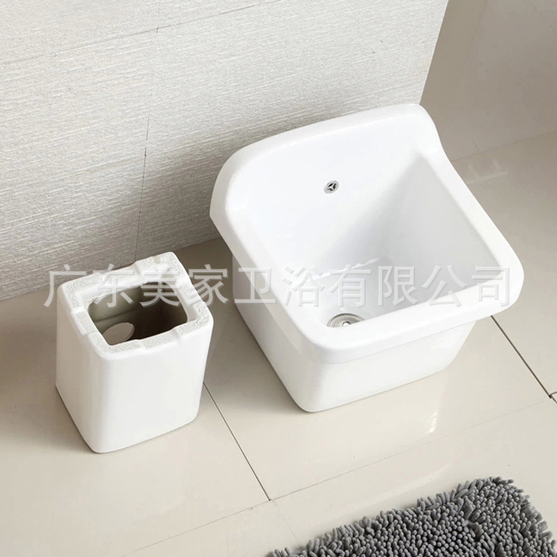 Ceramic mop basin, household engineering mop pool, large-capacity mop pool, balcony floor mop basin, Meijia Sanitary Ware 402 Item Picture