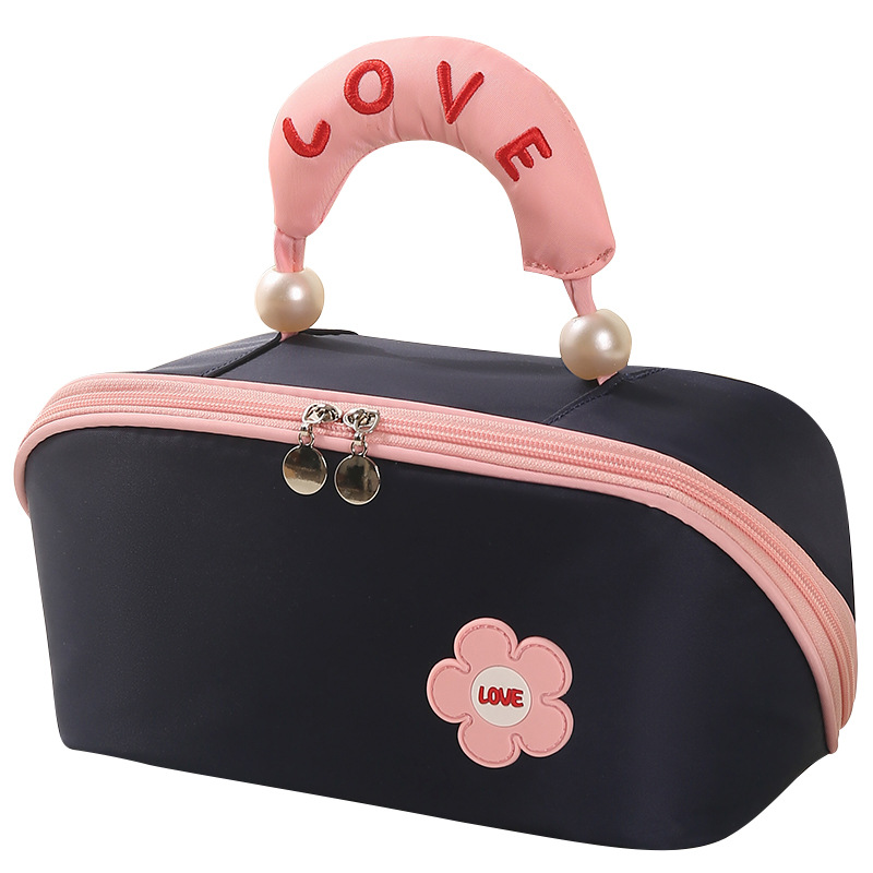 Runhui's new pearl pillow makeup bag, large-capacity hand-held makeup bag, high appearance level travel toiletries bag, portable Item Picture
